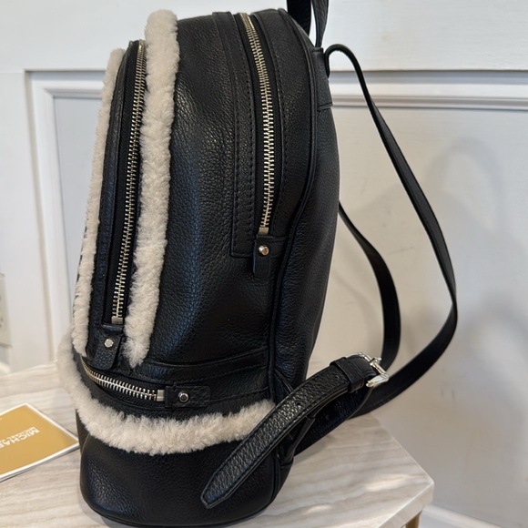 Michael Kors Rhea Pebbled Leather & Australian Shearling Multi Compart. Backpack - Picture 7 of 17